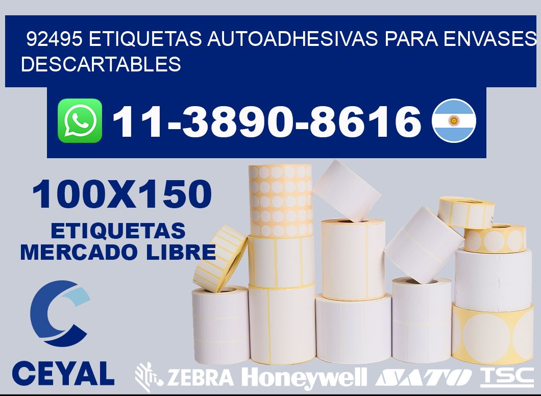 92495 etiquetas autoadhesivas para envases descartables