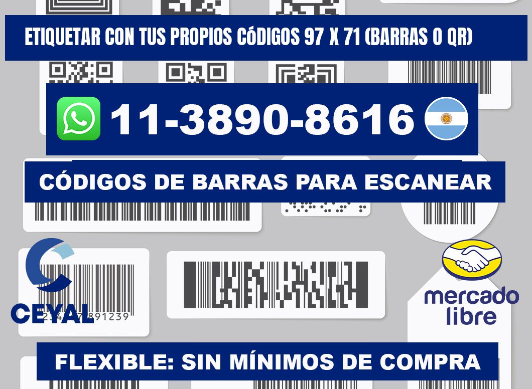 Etiquetar con tus propios códigos 97 x 71 (barras o QR)