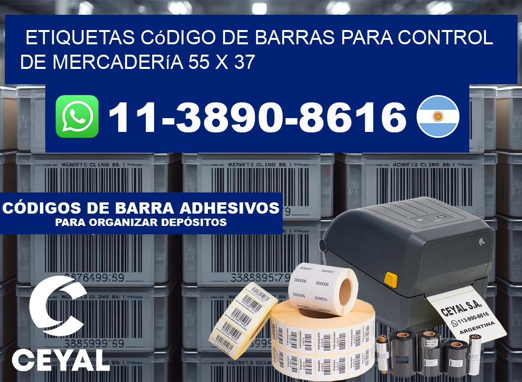 Etiquetas código de barras para control de mercadería 55 x 37