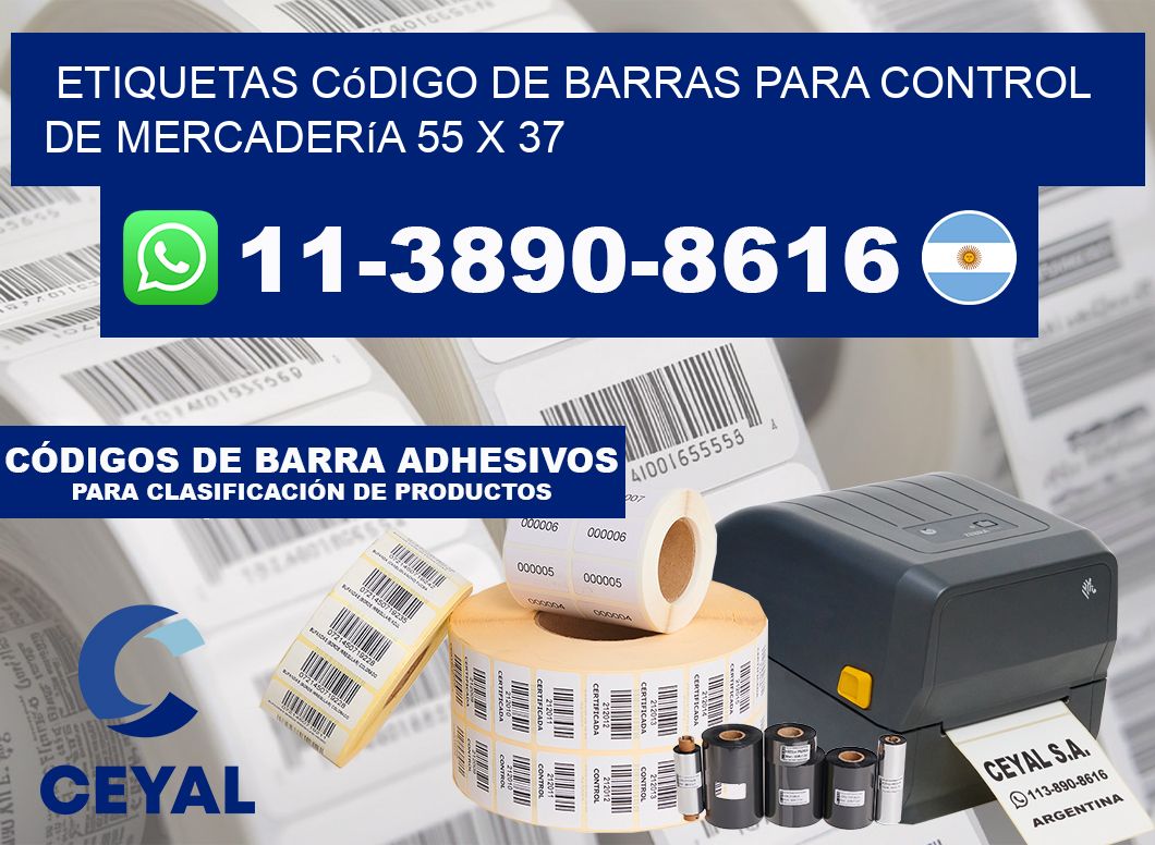 Etiquetas código de barras para control de mercadería 55 x 37