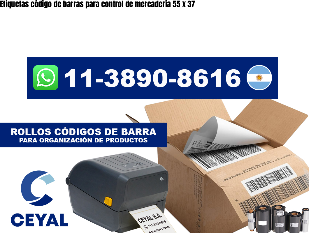 Etiquetas código de barras para control de mercadería 55 x 37