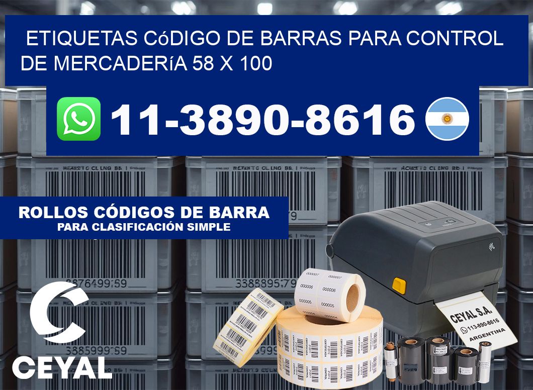 Etiquetas código de barras para control de mercadería 58 x 100
