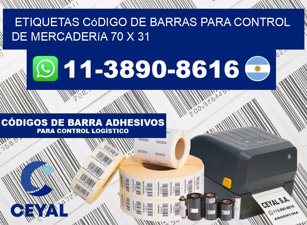 Etiquetas código de barras para control de mercadería 70 x 31