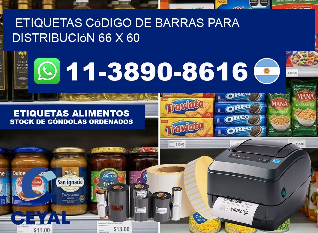 Etiquetas código de barras para distribución 66 x 60