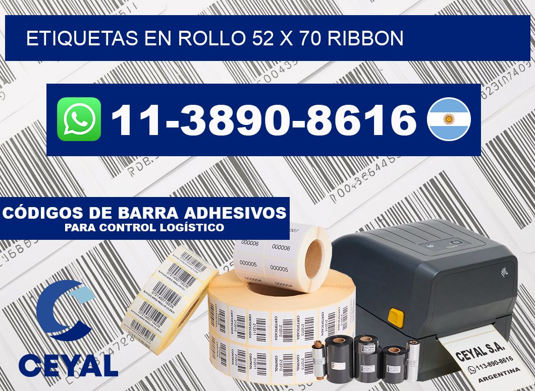 Etiquetas en rollo 52 x 70 ribbon