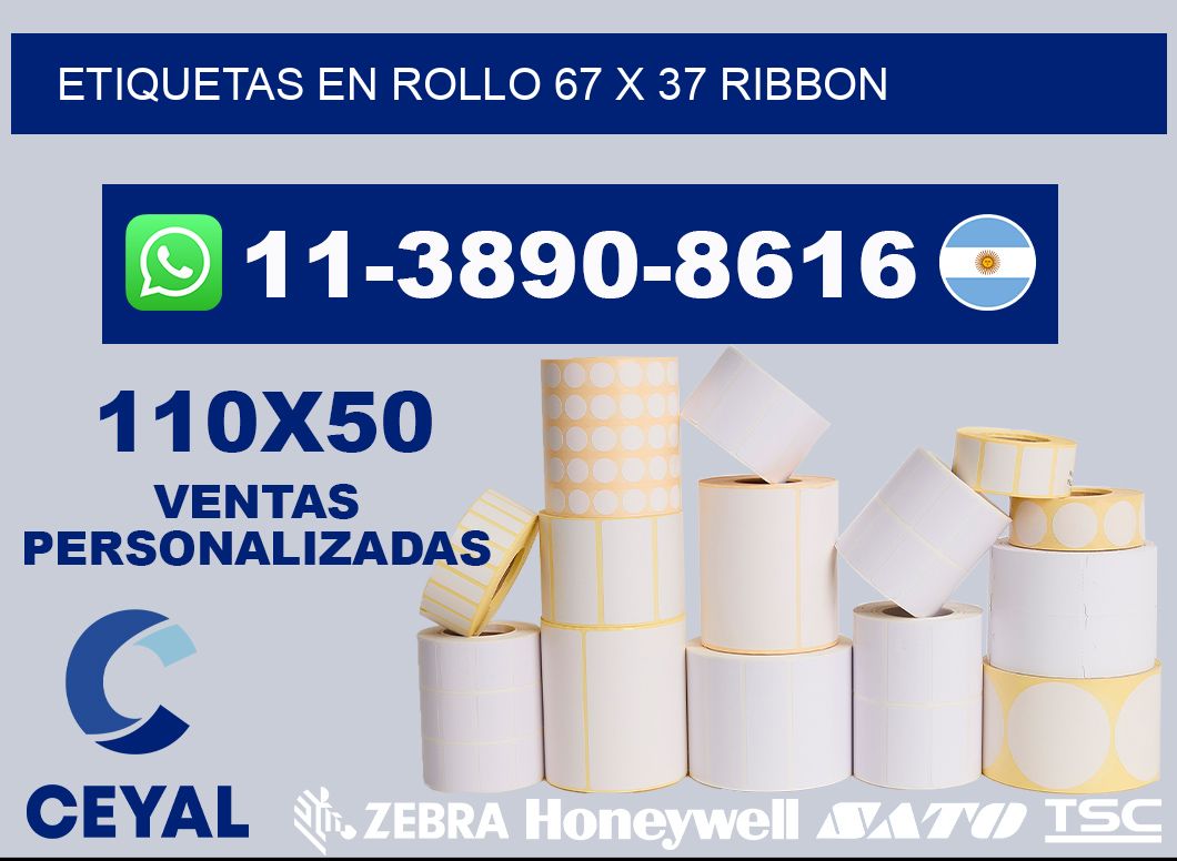 Etiquetas en rollo 67 x 37 ribbon