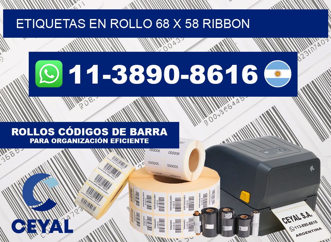 Etiquetas en rollo 68 x 58 ribbon