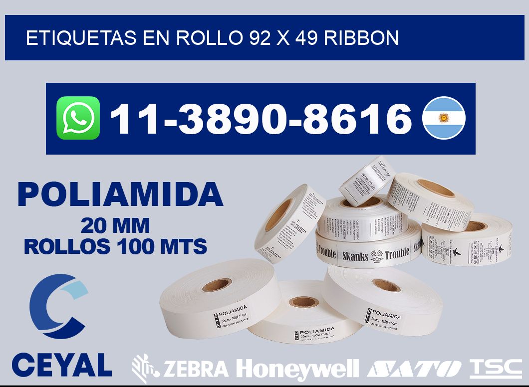 Etiquetas en rollo 92 x 49 ribbon