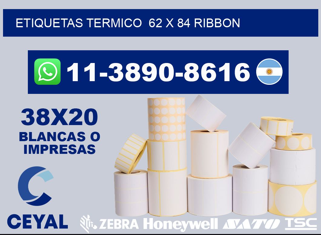 Etiquetas termico 62 x 84 ribbon