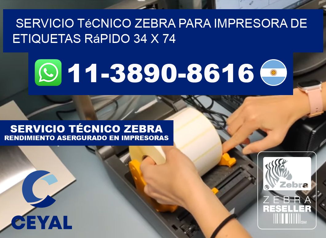 Servicio Técnico Zebra para Impresora de Etiquetas Rápido 34 x 74