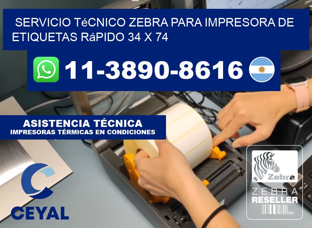 Servicio Técnico Zebra para Impresora de Etiquetas Rápido 34 x 74
