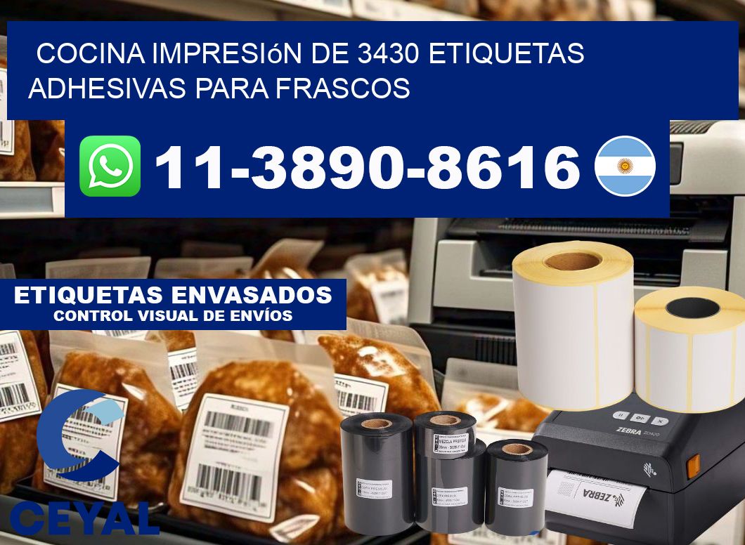cocina impresión de 3430 etiquetas adhesivas para frascos