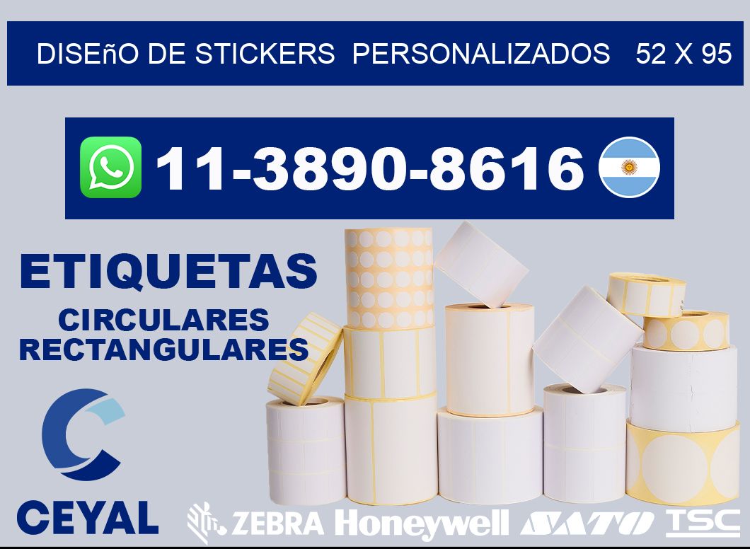 diseño de stickers  personalizados   52 x 95