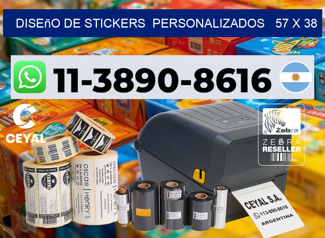 diseño de stickers  personalizados   57 x 38
