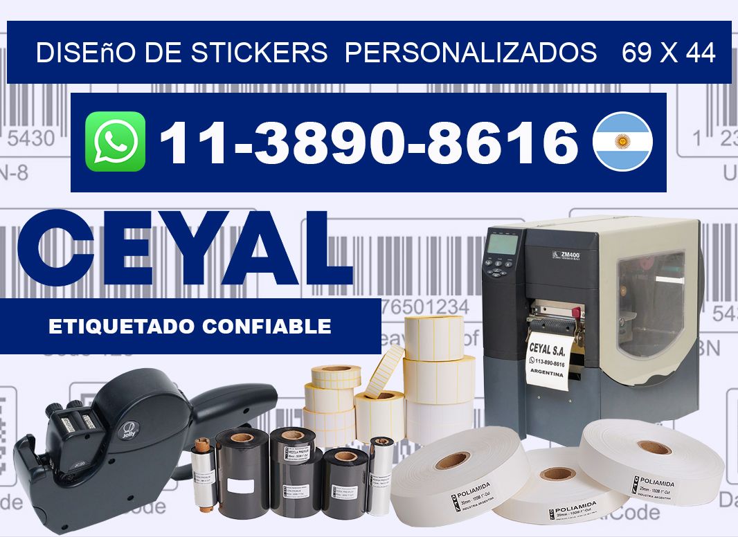 diseño de stickers  personalizados   69 x 44