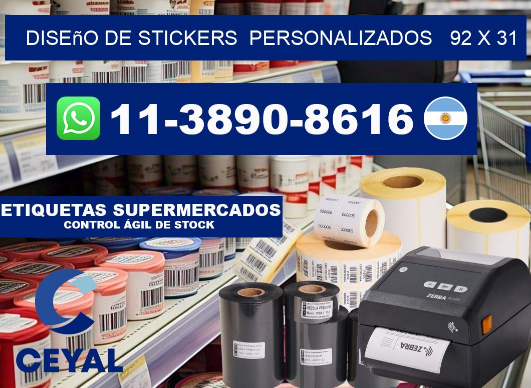 diseño de stickers  personalizados   92 x 31