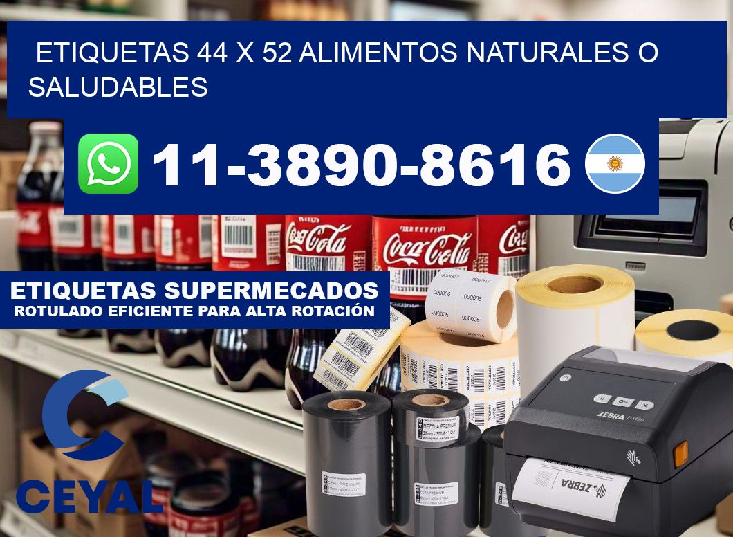 etiquetas 44 x 52 alimentos naturales o saludables