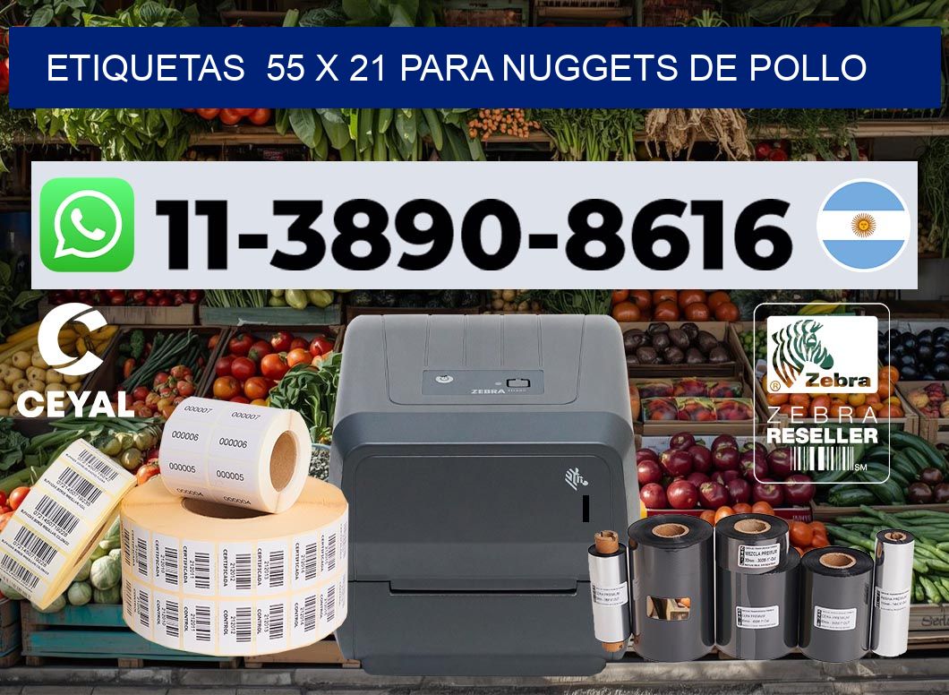 etiquetas  55 x 21 para Nuggets de pollo
