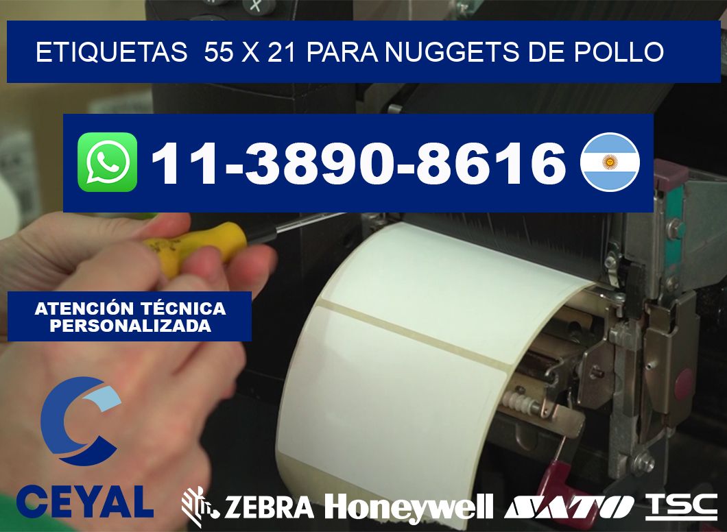 etiquetas  55 x 21 para Nuggets de pollo