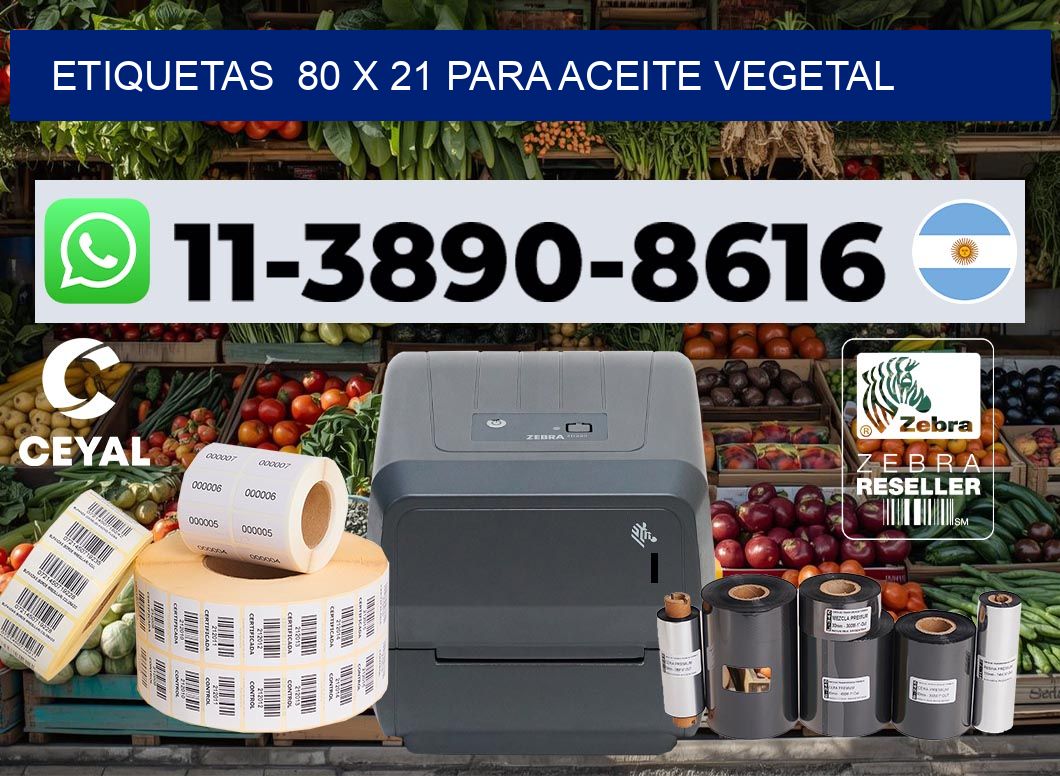 etiquetas 80 x 21 para Aceite vegetal