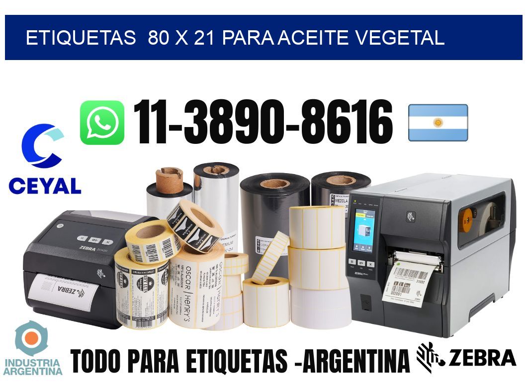 etiquetas 80 x 21 para Aceite vegetal