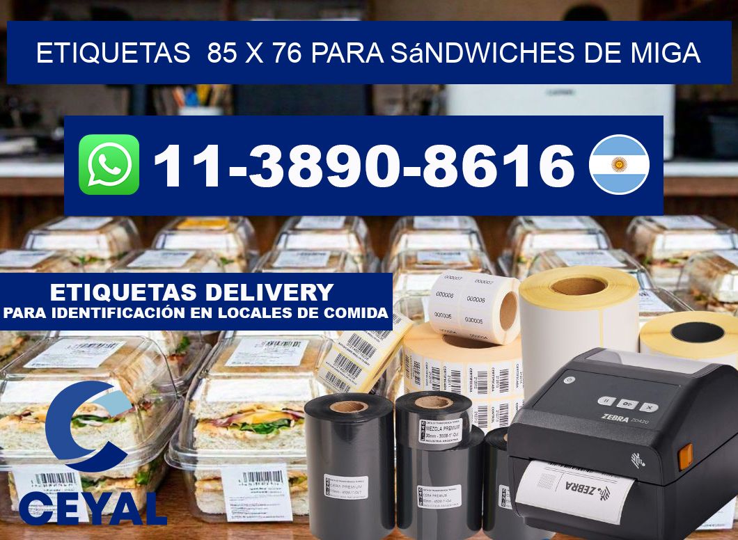 etiquetas  85 x 76 para Sándwiches de miga