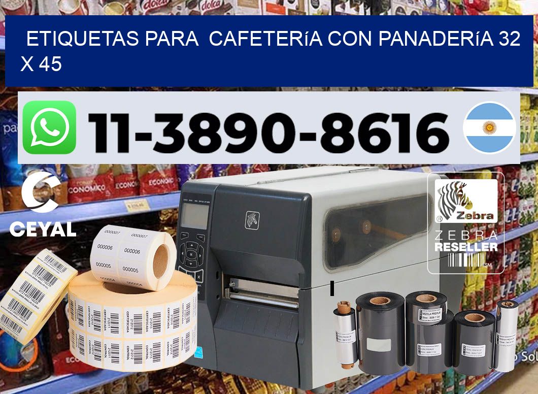 etiquetas para  Cafetería con panadería 32 x 45