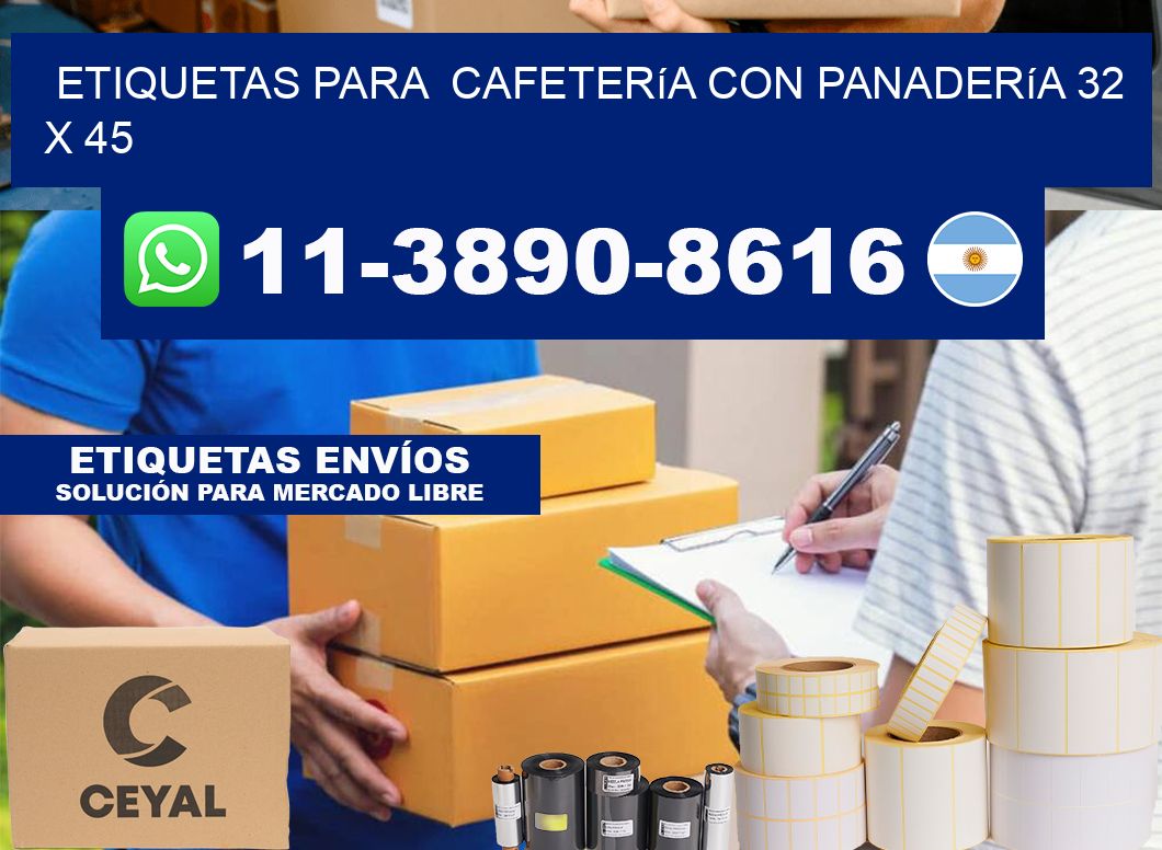 etiquetas para  Cafetería con panadería 32 x 45