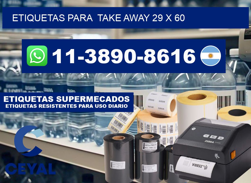 etiquetas para  Take away 29 x 60