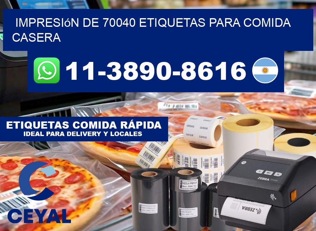 impresión de 70040 etiquetas para comida casera