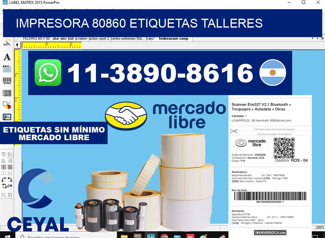 impresora 80860 etiquetas talleres