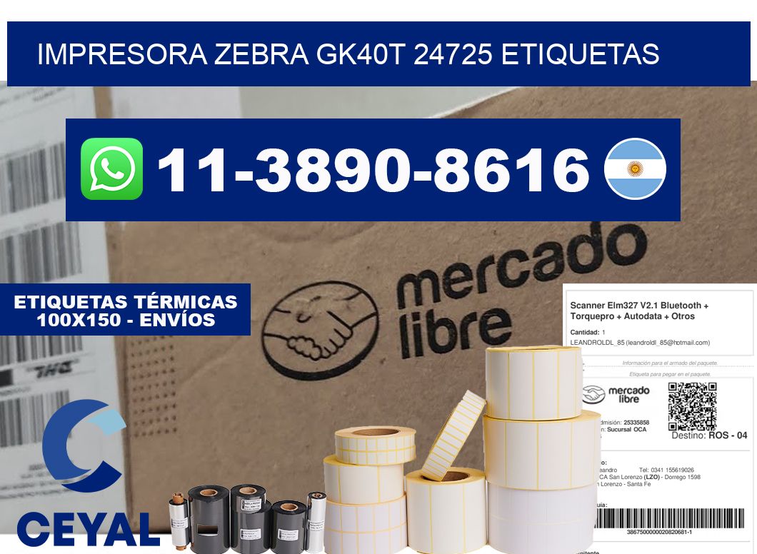 impresora zebra gk40t 24725 etiquetas