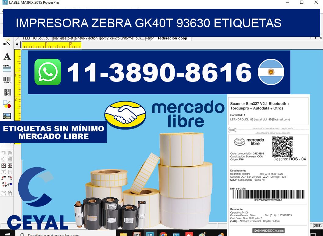 impresora zebra gk40t 93630 etiquetas
