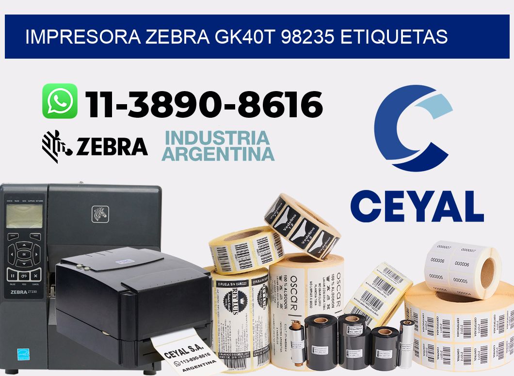 impresora zebra gk40t 98235 etiquetas