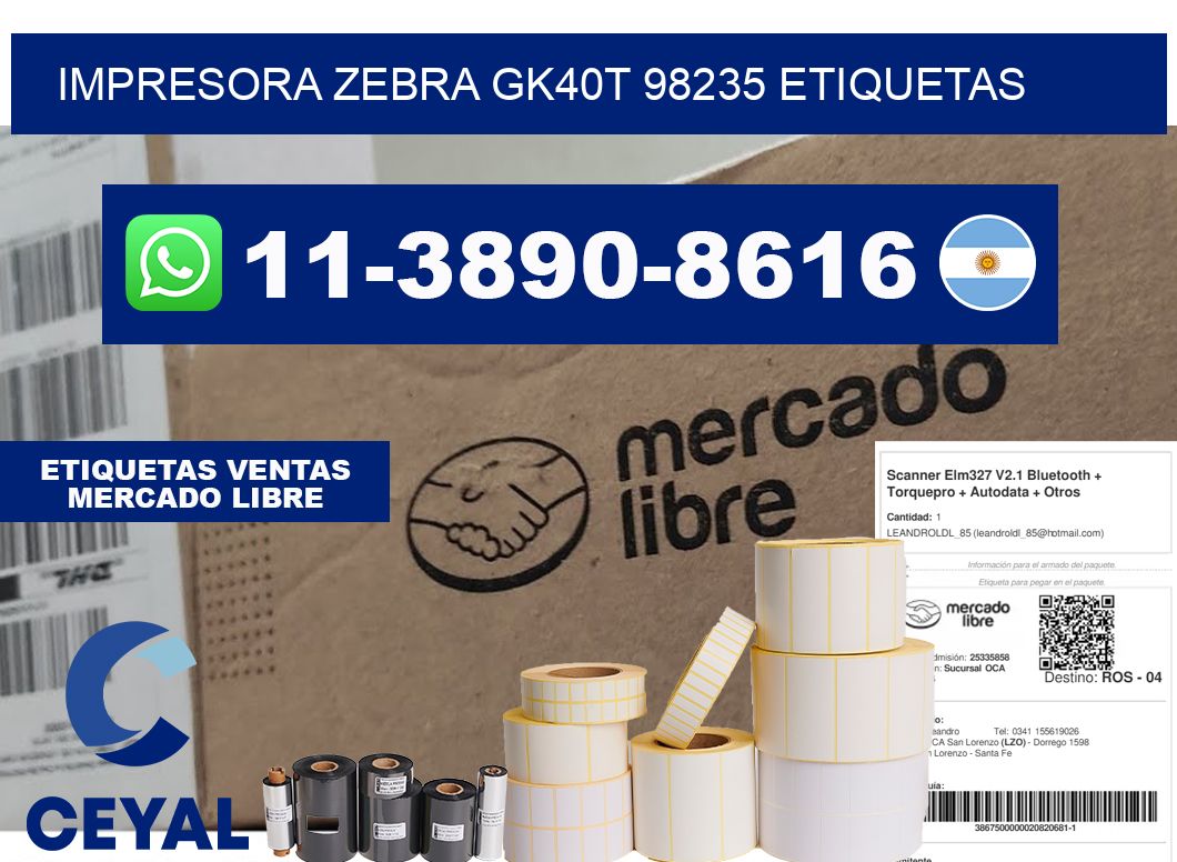 impresora zebra gk40t 98235 etiquetas