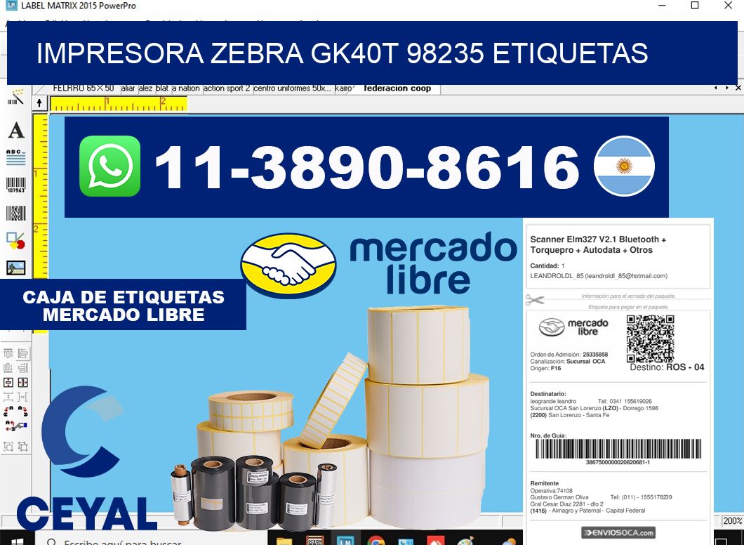 impresora zebra gk40t 98235 etiquetas
