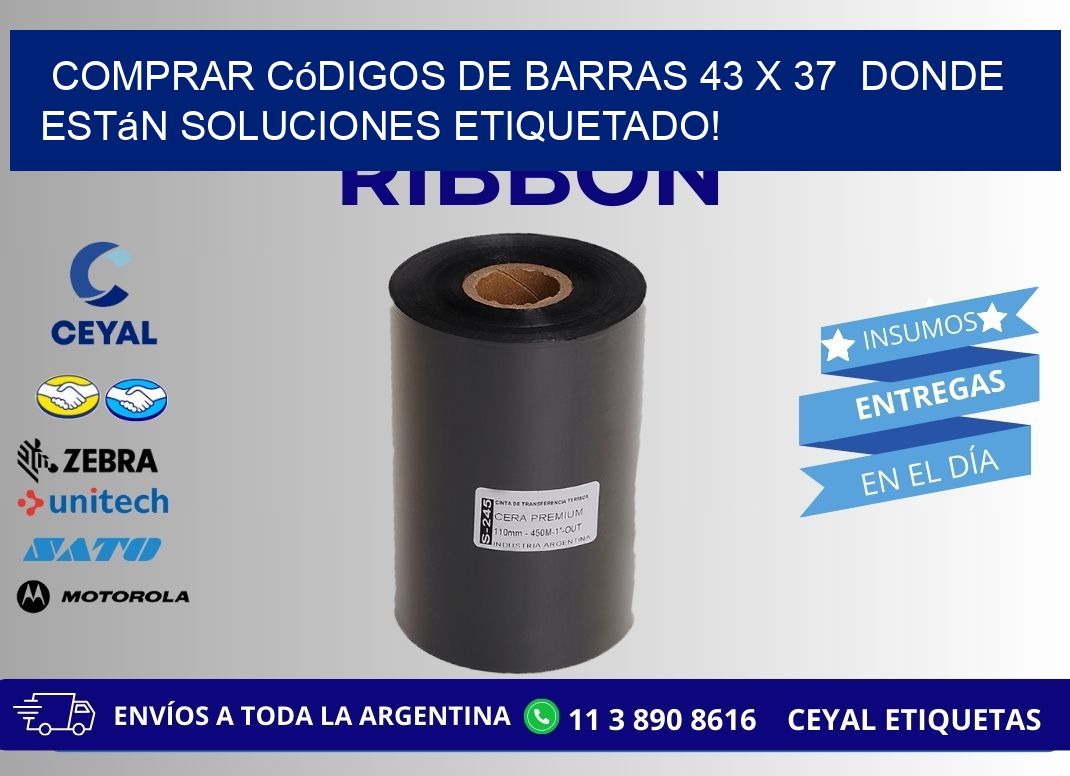 Comprar códigos de barras 43 x 37  donde están soluciones etiquetado!