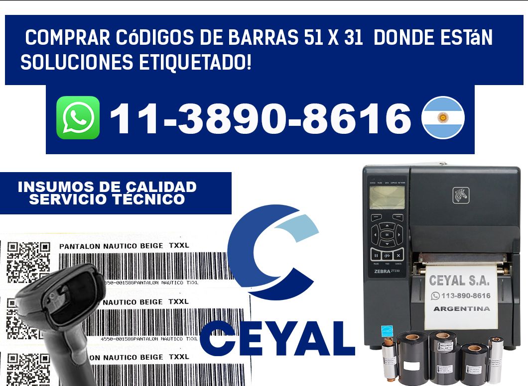 Comprar códigos de barras 51 x 31  donde están soluciones etiquetado!
