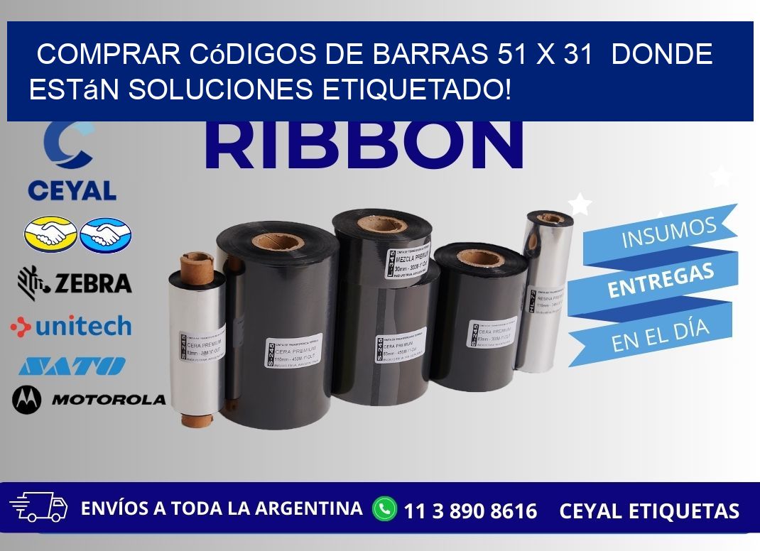 Comprar códigos de barras 51 x 31  donde están soluciones etiquetado!