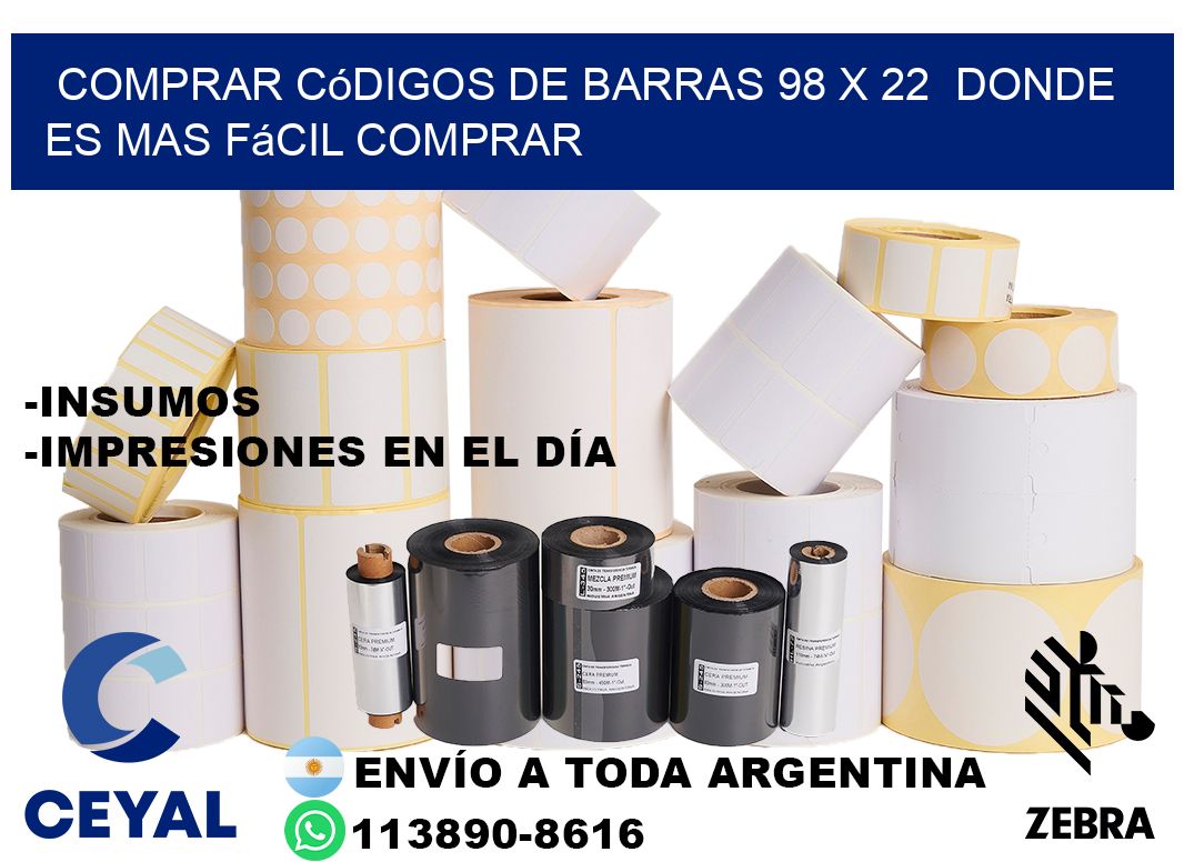 Comprar códigos de barras 98 x 22  Donde es mas fácil comprar