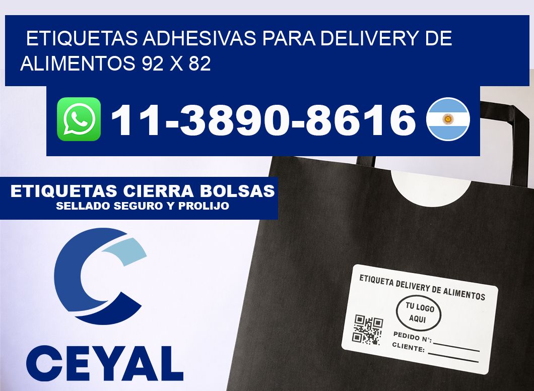 ETIQUETAS ADHESIVAS PARA DELIVERY DE ALIMENTOS 92 x 82
