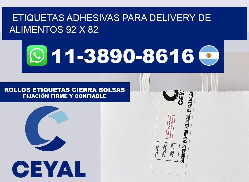 ETIQUETAS ADHESIVAS PARA DELIVERY DE ALIMENTOS 92 x 82
