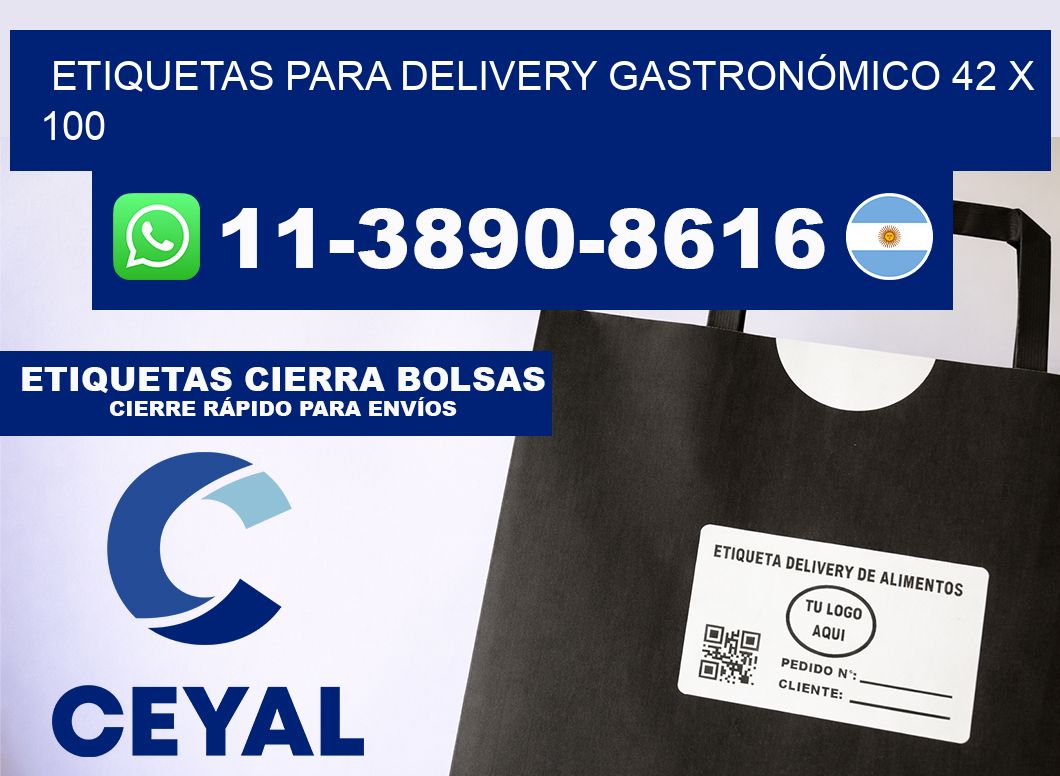 ETIQUETAS PARA DELIVERY GASTRONÓMICO 42 x 100