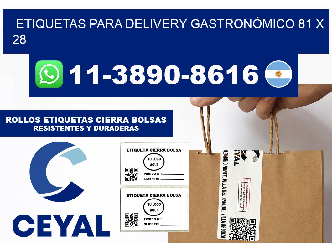 ETIQUETAS PARA DELIVERY GASTRONÓMICO 81 x 28