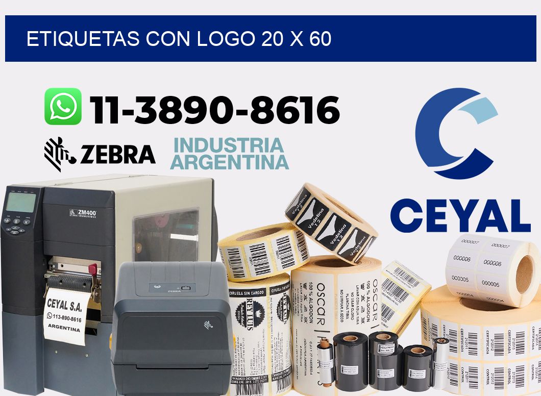 Etiquetas con logo 20 x 60