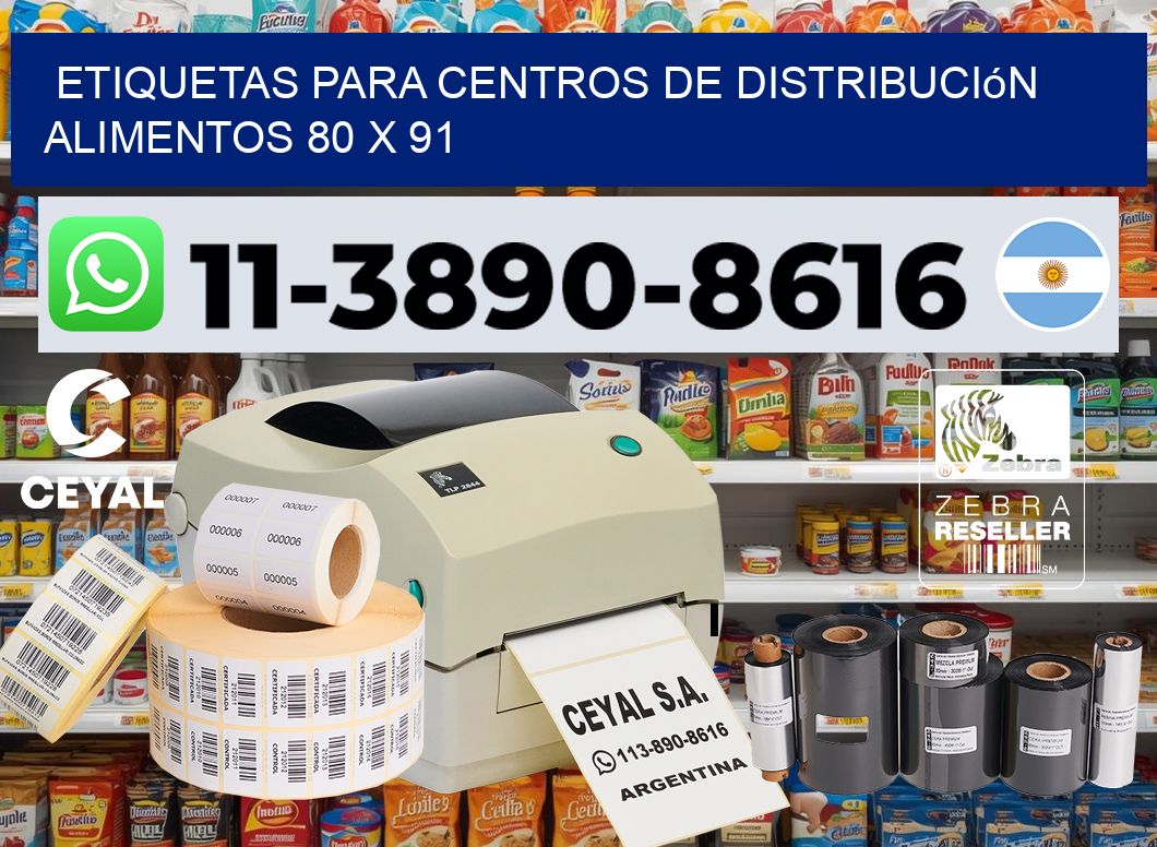 Etiquetas para centros de distribución alimentos 80 x 91