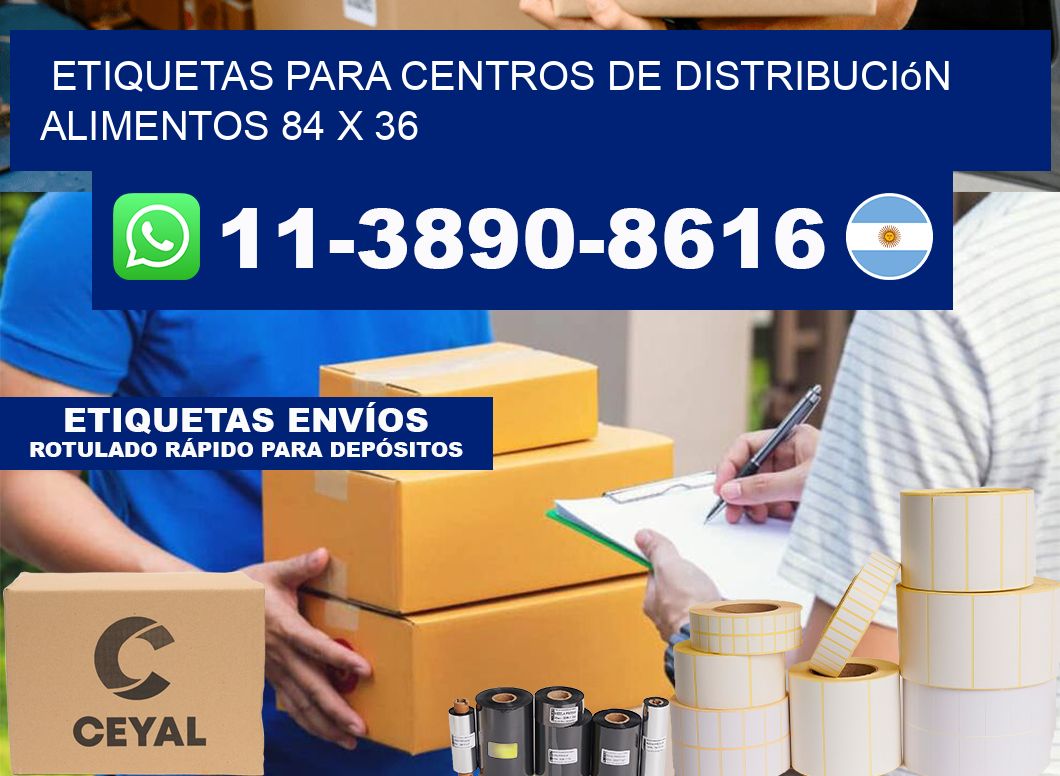 Etiquetas para centros de distribución alimentos 84 x 36