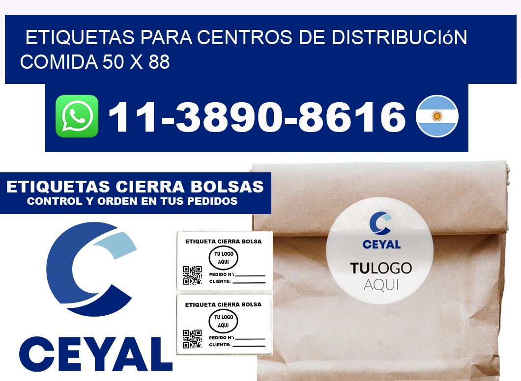 Etiquetas para centros de distribución comida 50 x 88