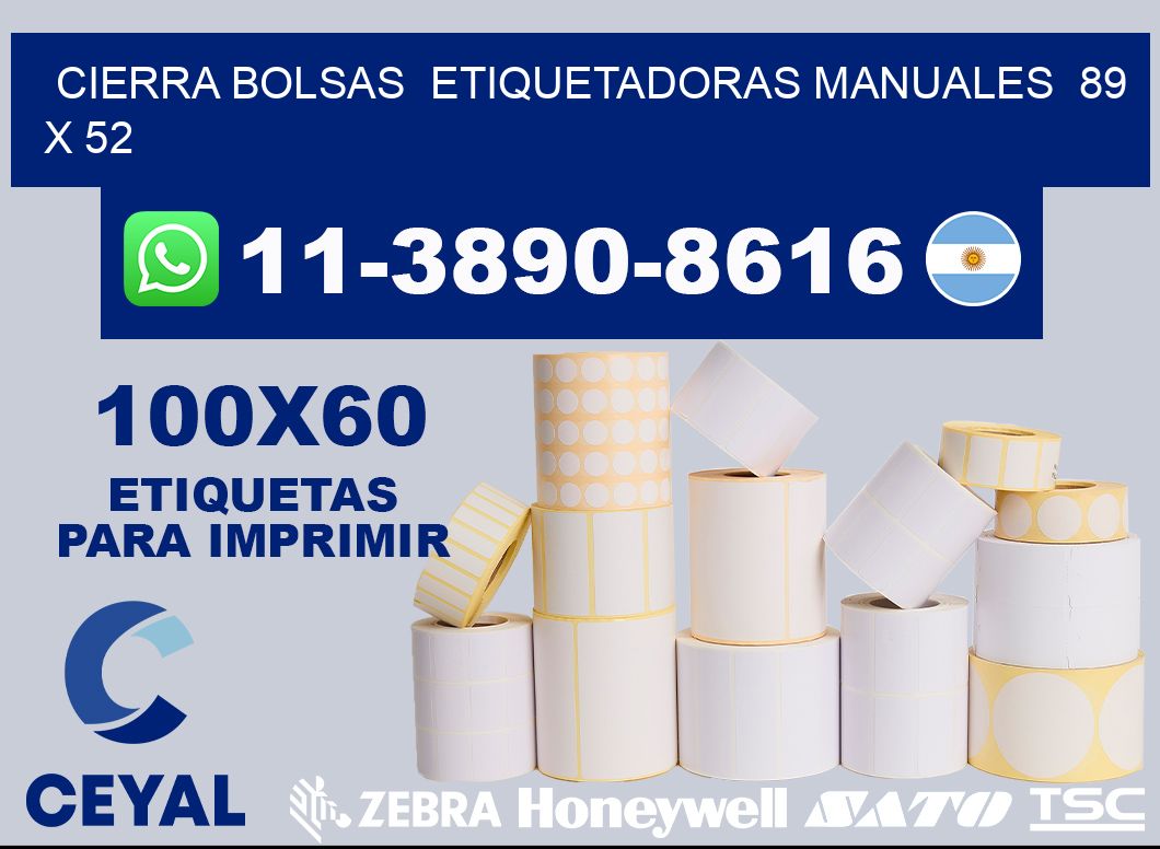 cierra bolsas Etiquetadoras Manuales 89 x 52