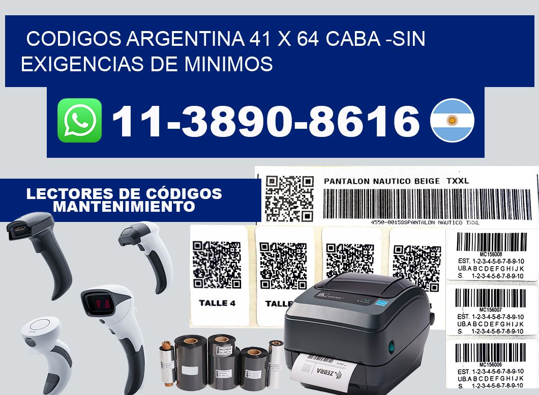 codigos Argentina 41 x 64 CABA -Sin exigencias de minimos